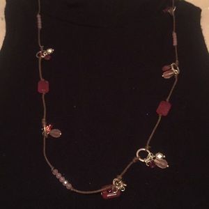 Pink and brown long necklace!